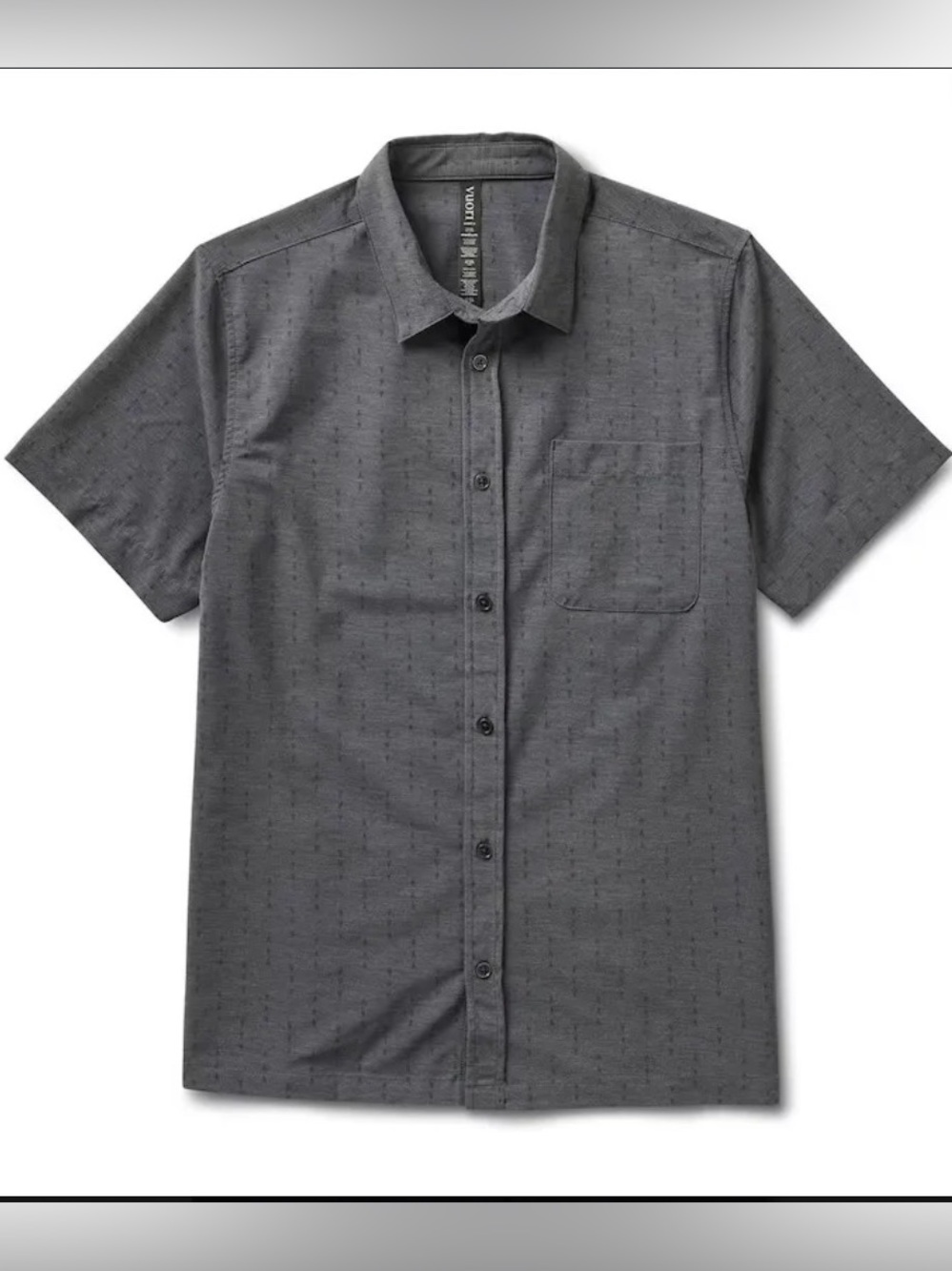 Vuori Short-Sleeve Button-Down Shirt in Charcoal Gray